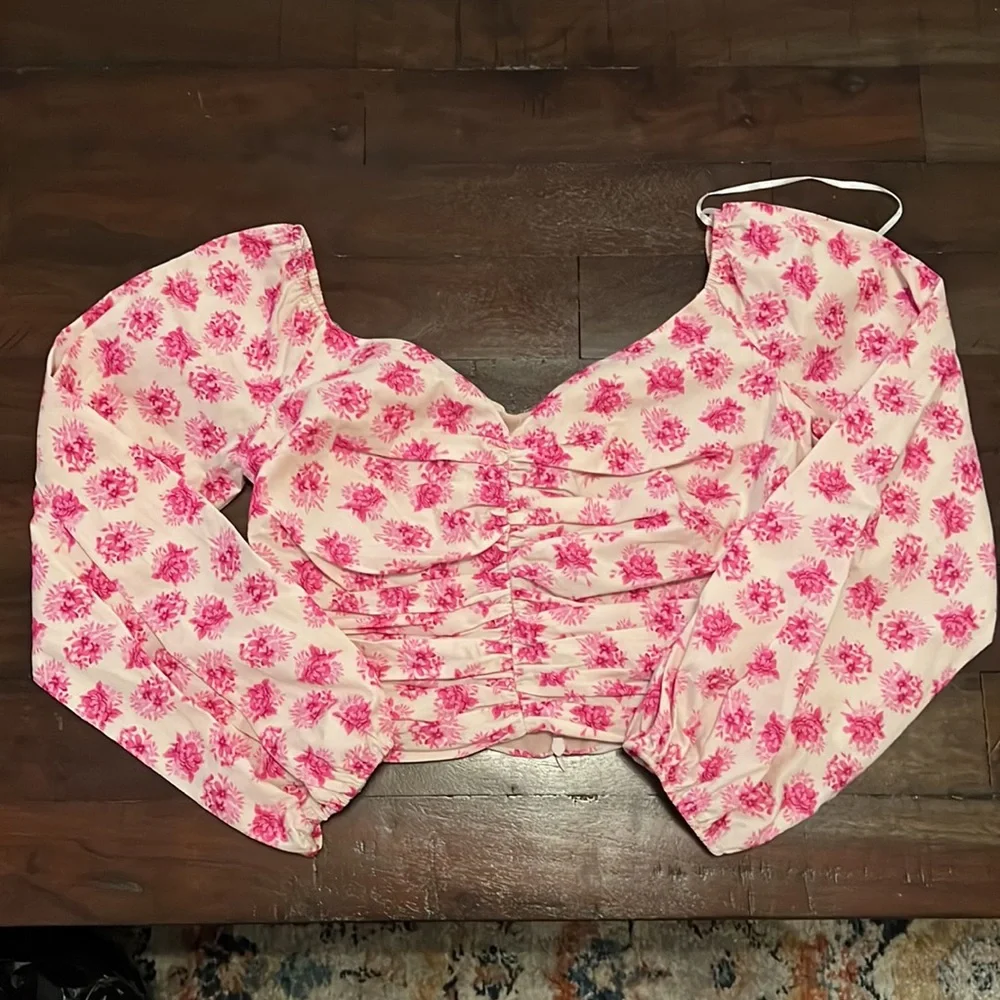 ZARA Floral Puff Sleeve Blouse